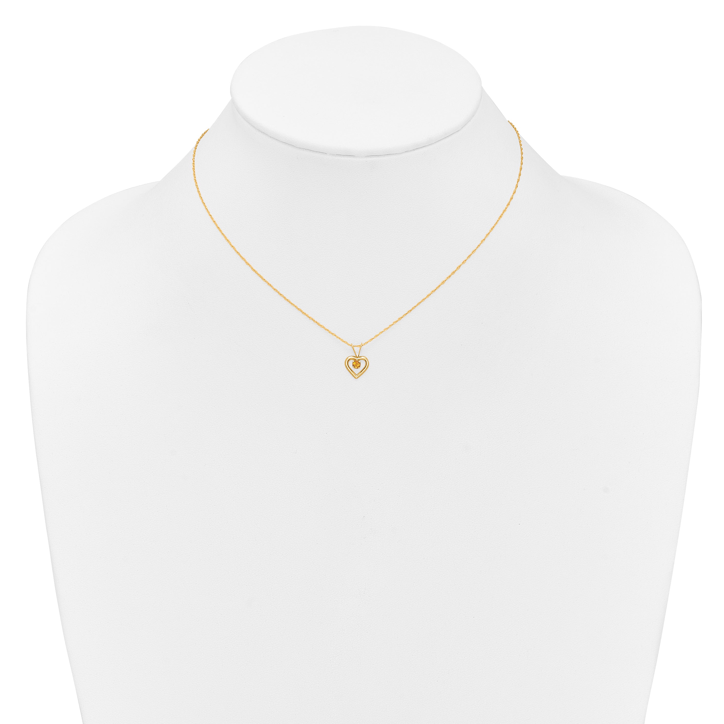 14k Madi K 3mm Citrine Heart Birthstone 15 inch Necklace
