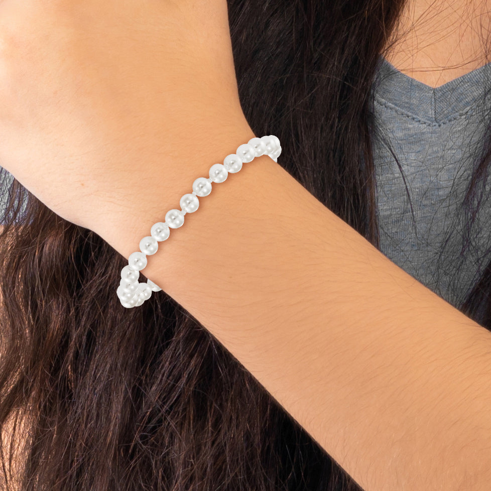 14k Madi K 4.5mm-5.5mm White Imitation Shell Pearl 5.25 inch Bracelet