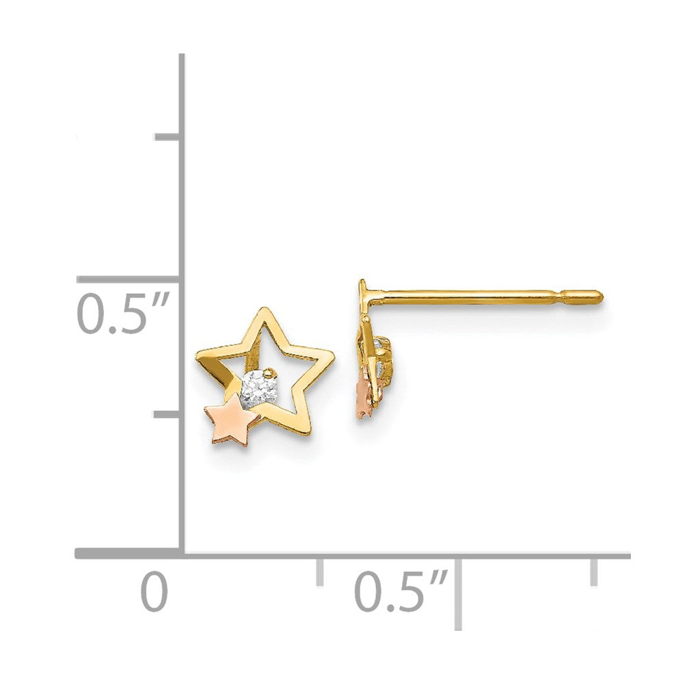 14k Yellow & Rose Gold Madi K CZ Children's Star Post Earrings