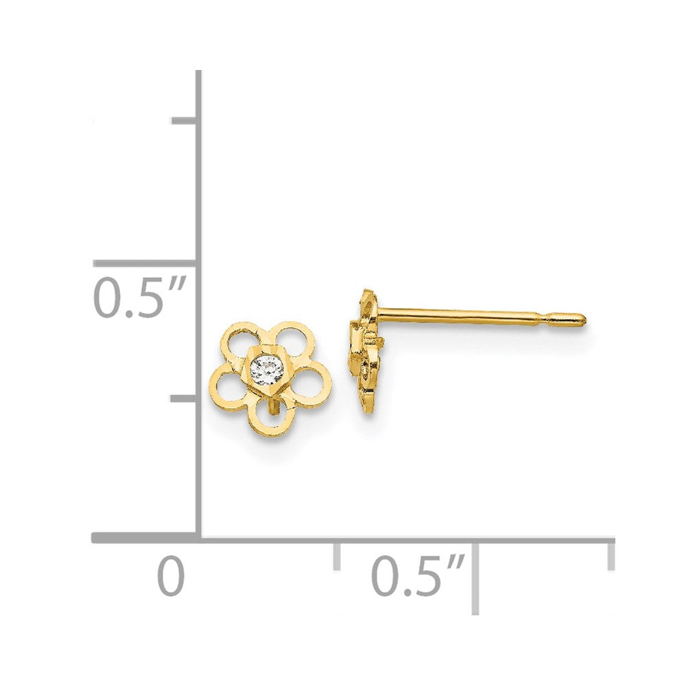 14k Madi K CZ D/C Children's Flower Post Earrings