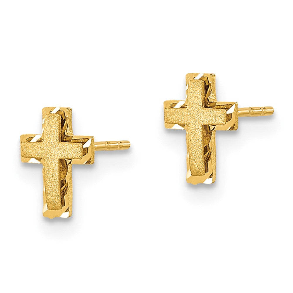 14k Madi K Satin & Polished Diamond-cut Cross Post Earrings