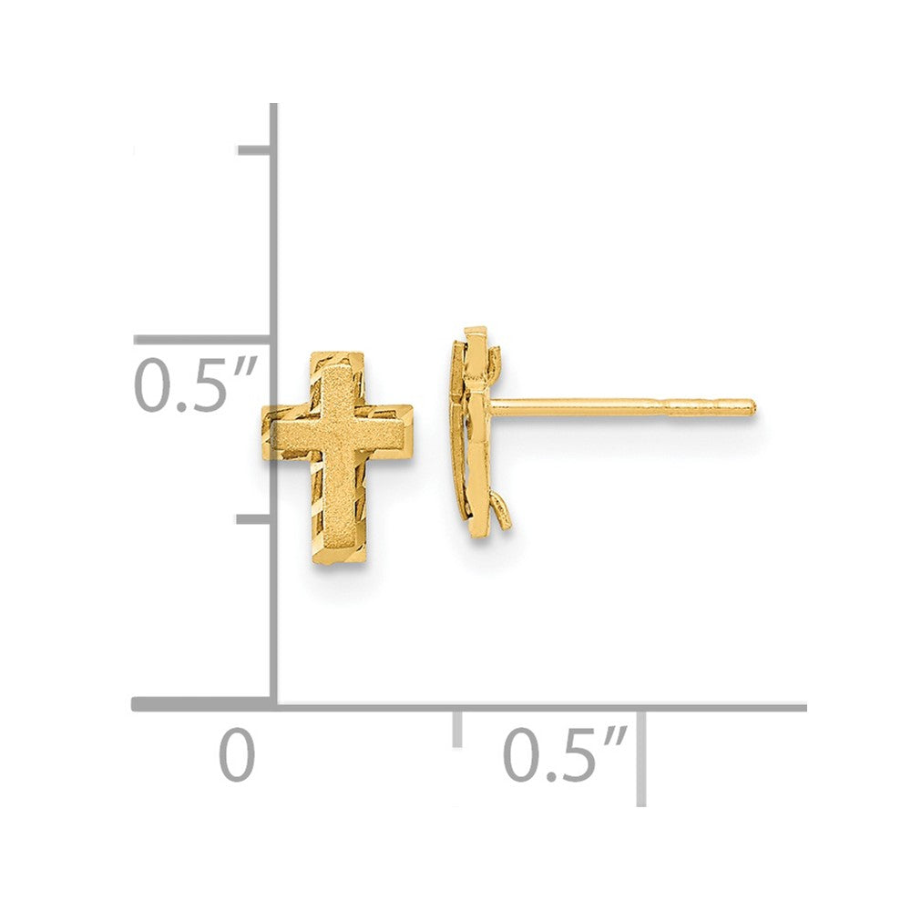 14k Madi K Satin & Polished Diamond-cut Cross Post Earrings