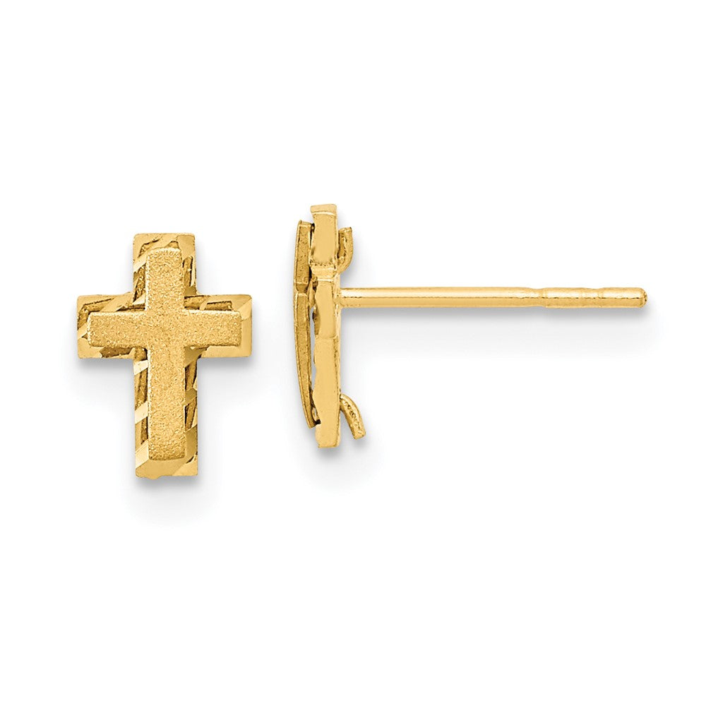14k Madi K Satin & Polished Diamond-cut Cross Post Earrings