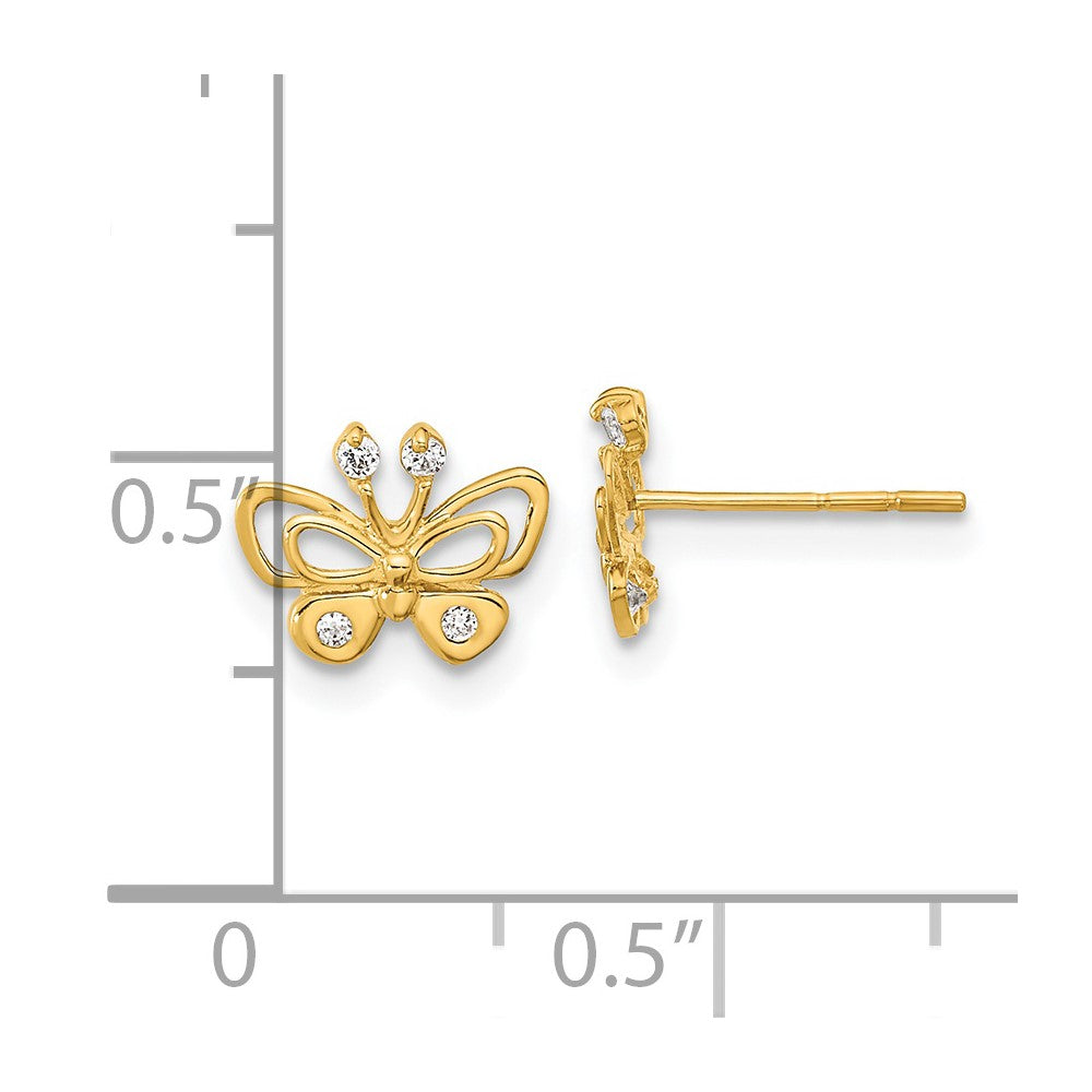 14k Madi K Polished CZ Butterfly Post Earrings