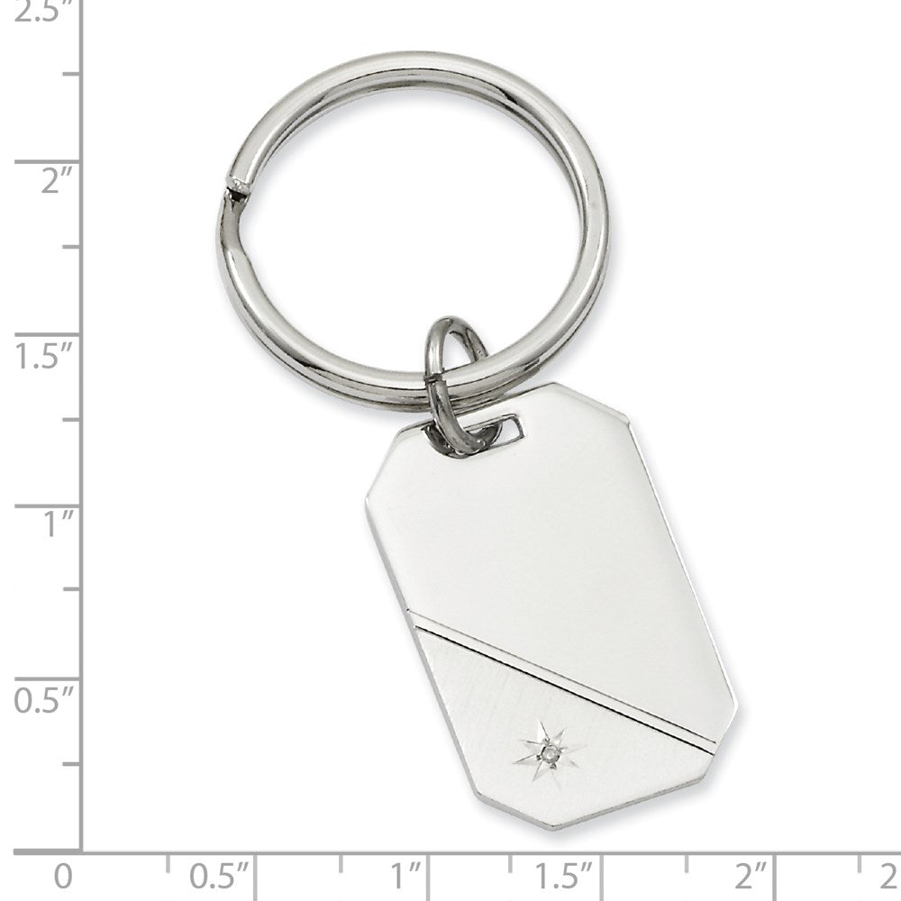 Rhodium-plated Kelly Waters Star Cut .001ct. Diamond Key Ring