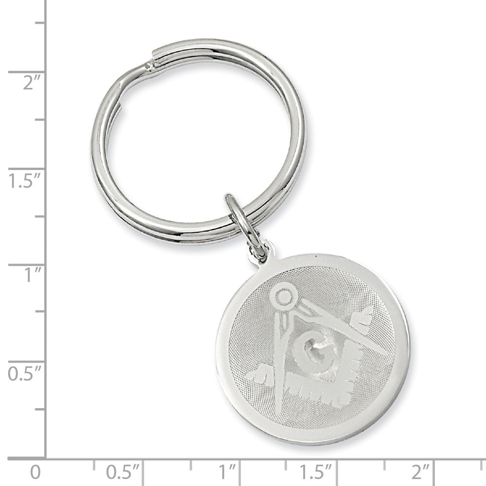 Rhodium-plated Kelly Waters Round Masonic Key Ring