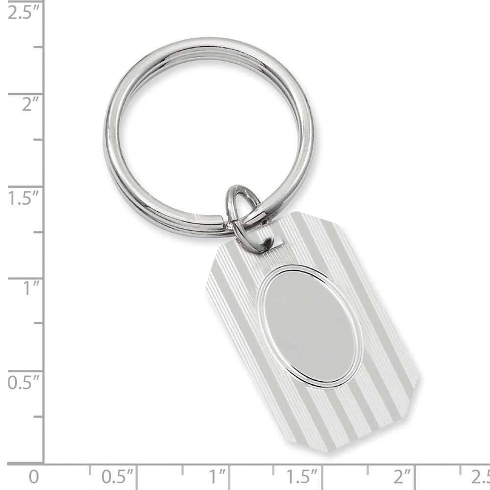 Rhodium-plated Kelly Waters Horizontal Lines Key Ring with Engravable Area