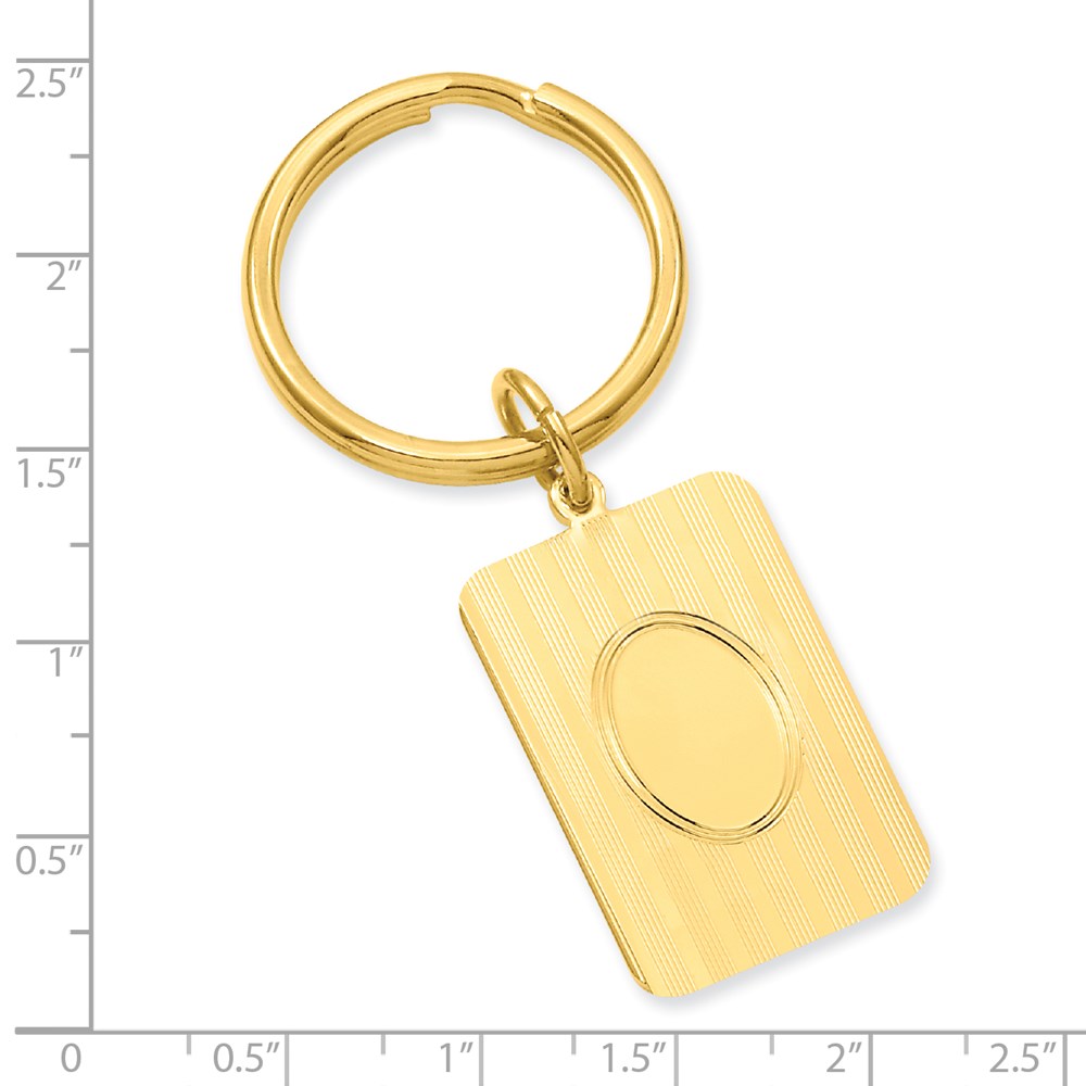 Gold-plated Kelly Waters Horizontal Lines with Engravable Oval Key Ring