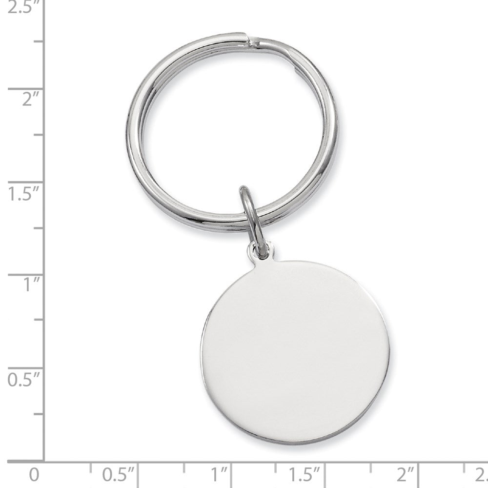Rhodium-plated Kelly Waters Polished Round Key Ring