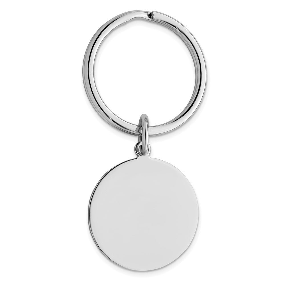 Rhodium-plated Kelly Waters Polished Round Key Ring