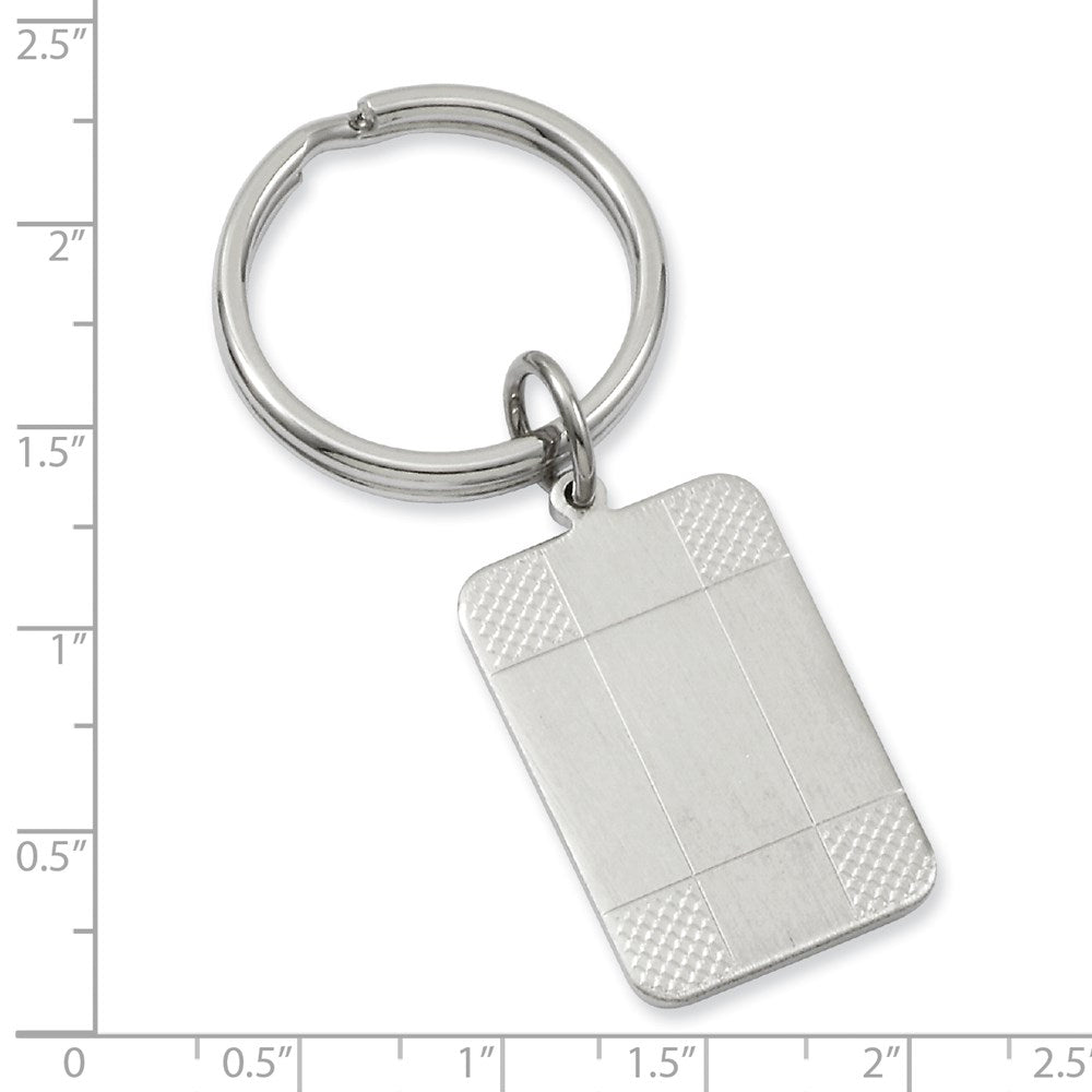 Rhodium-plated Kelly Waters Satin Patterned Corner Key Ring