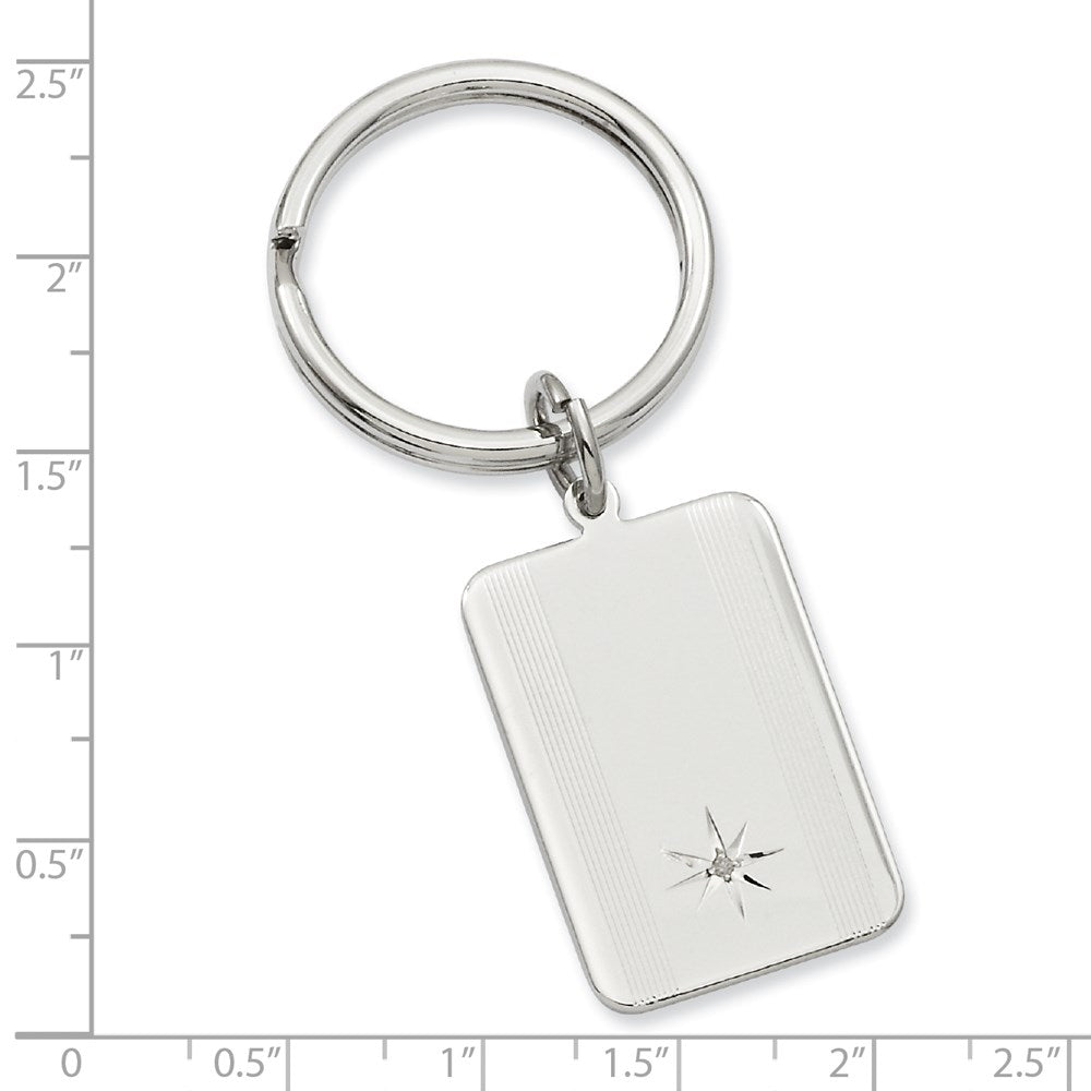 Rhodium-plated Kelly Waters Star Cut .001ct. Diamond Key Ring