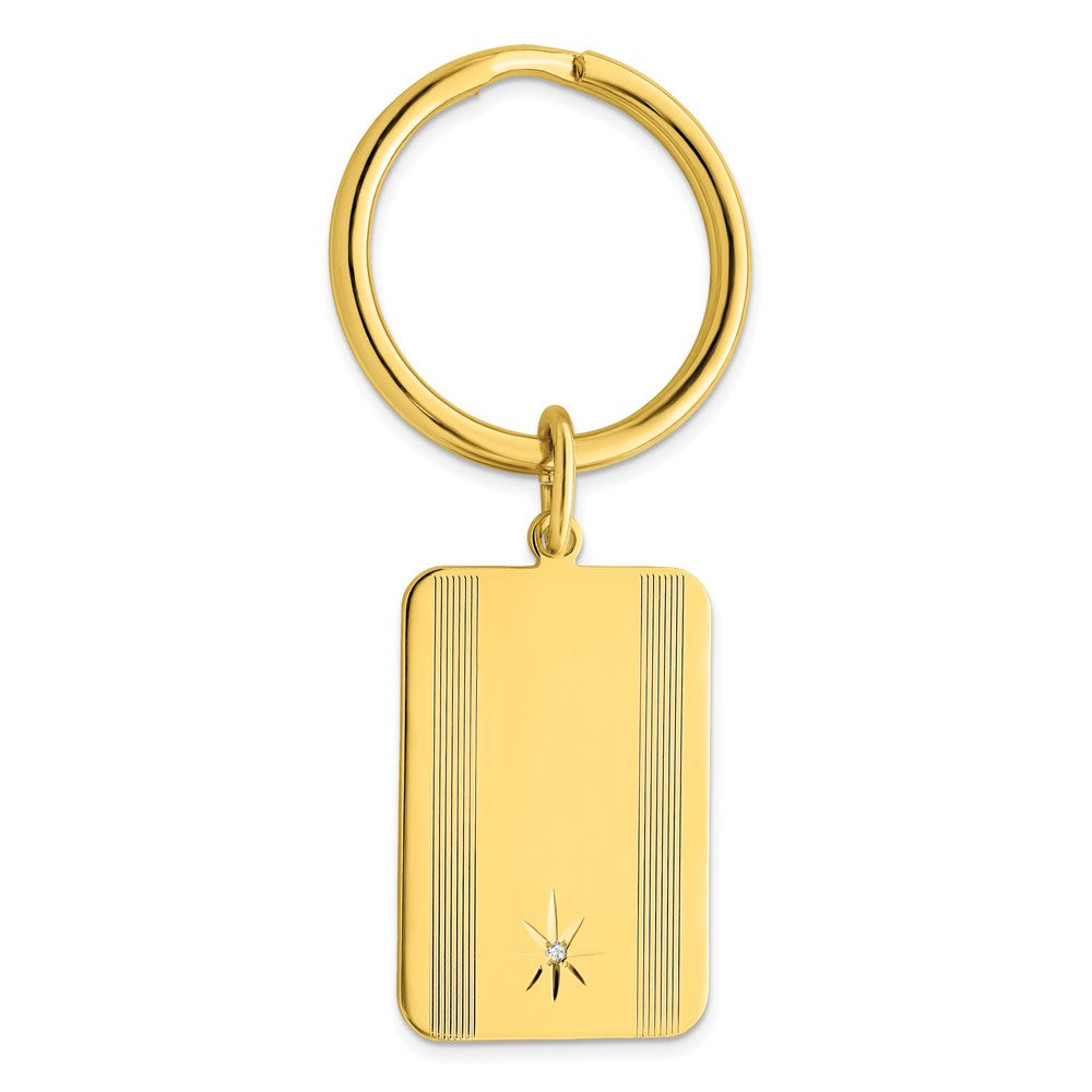 Gold-plated Kelly Waters Star Cut .001ct. Diamond Key Ring
