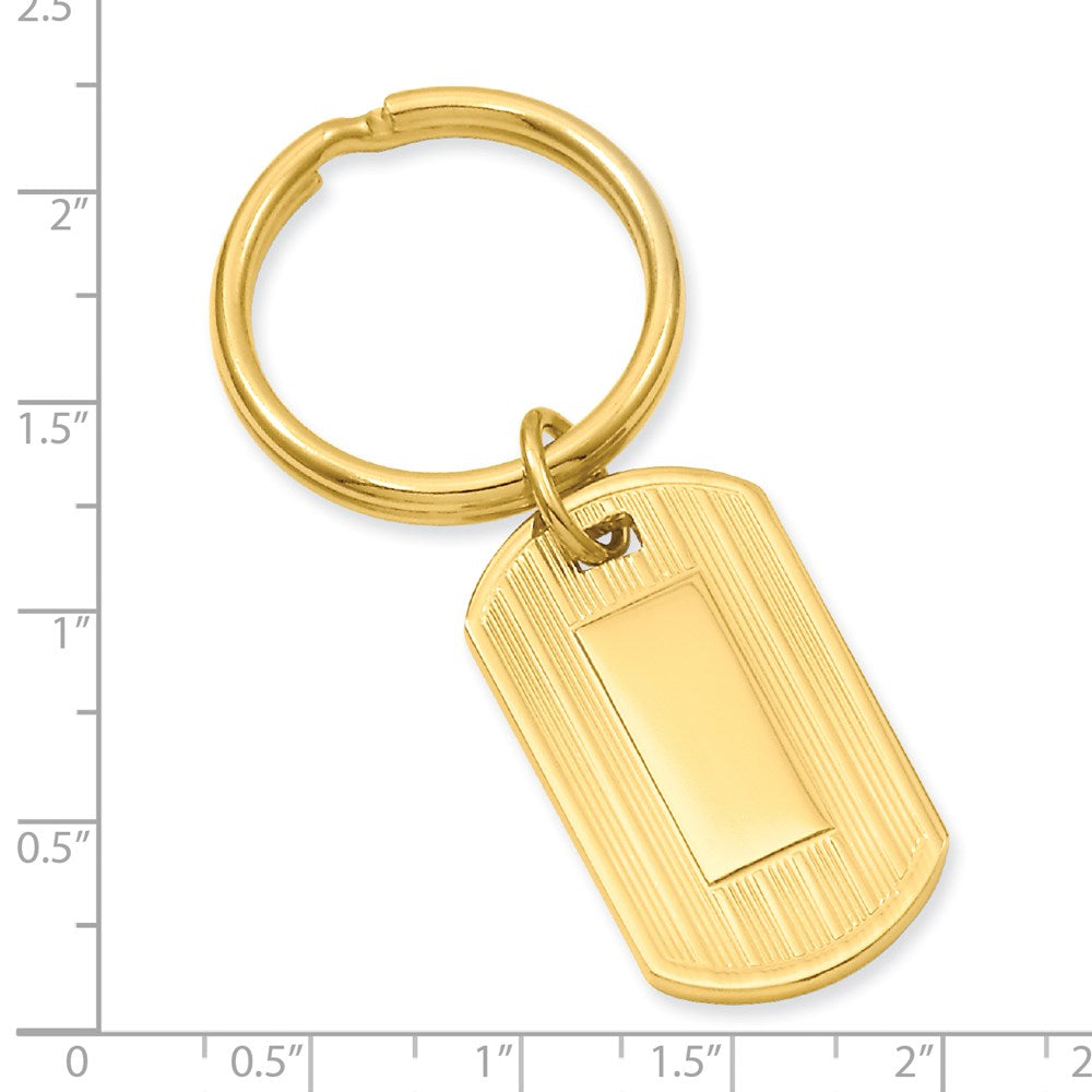 Gold-plated Kelly Waters Etched Lines Key Ring with Engravable Area