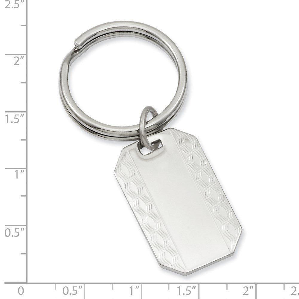 Rhodium-plated Kelly Waters Patterned Edge Key Ring