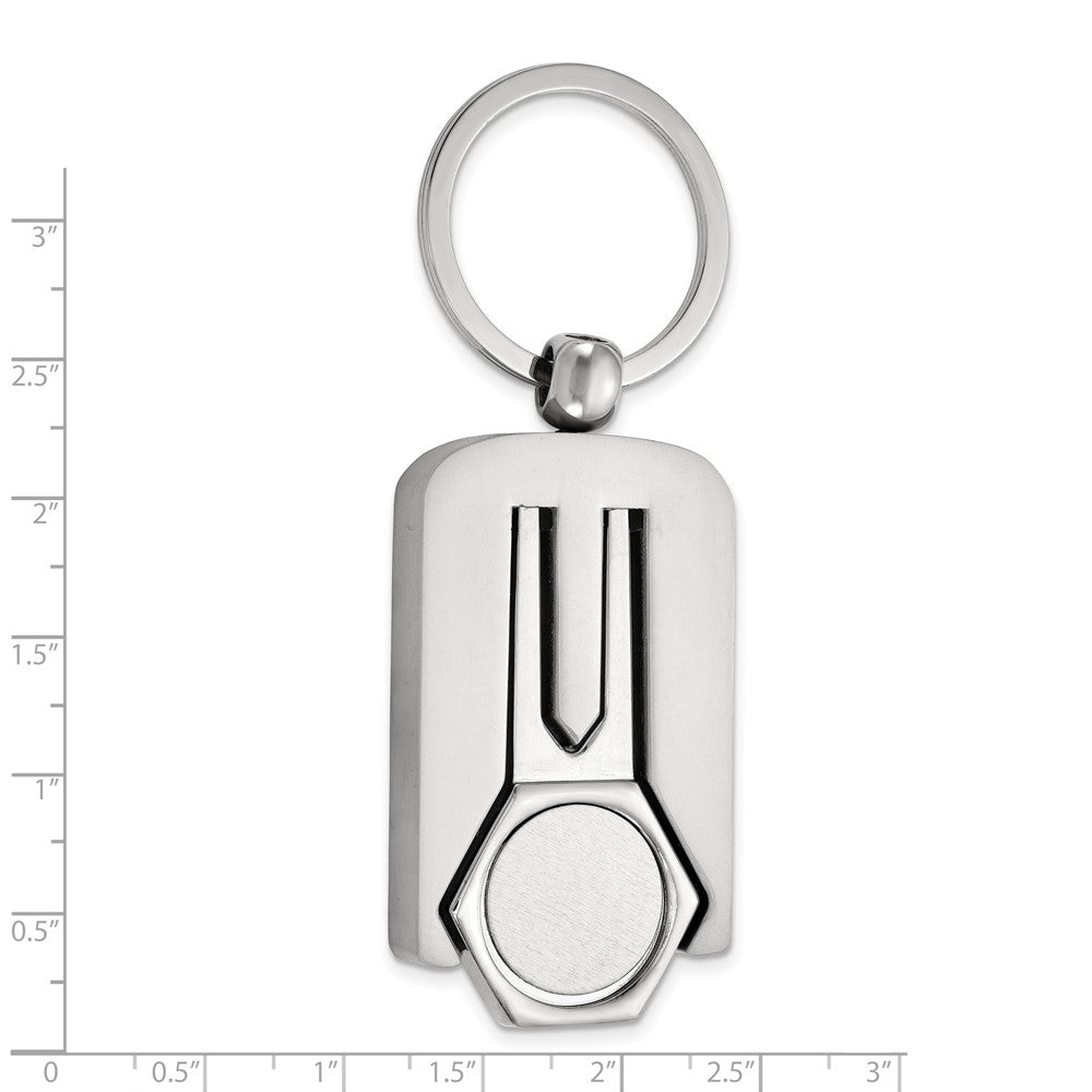 Nickel-plated Polished and Satin Golf Divot Repair Key Ring