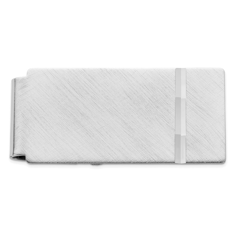 Rhodium-plated Kelly Waters Florentine Satin Hinged Money Clip