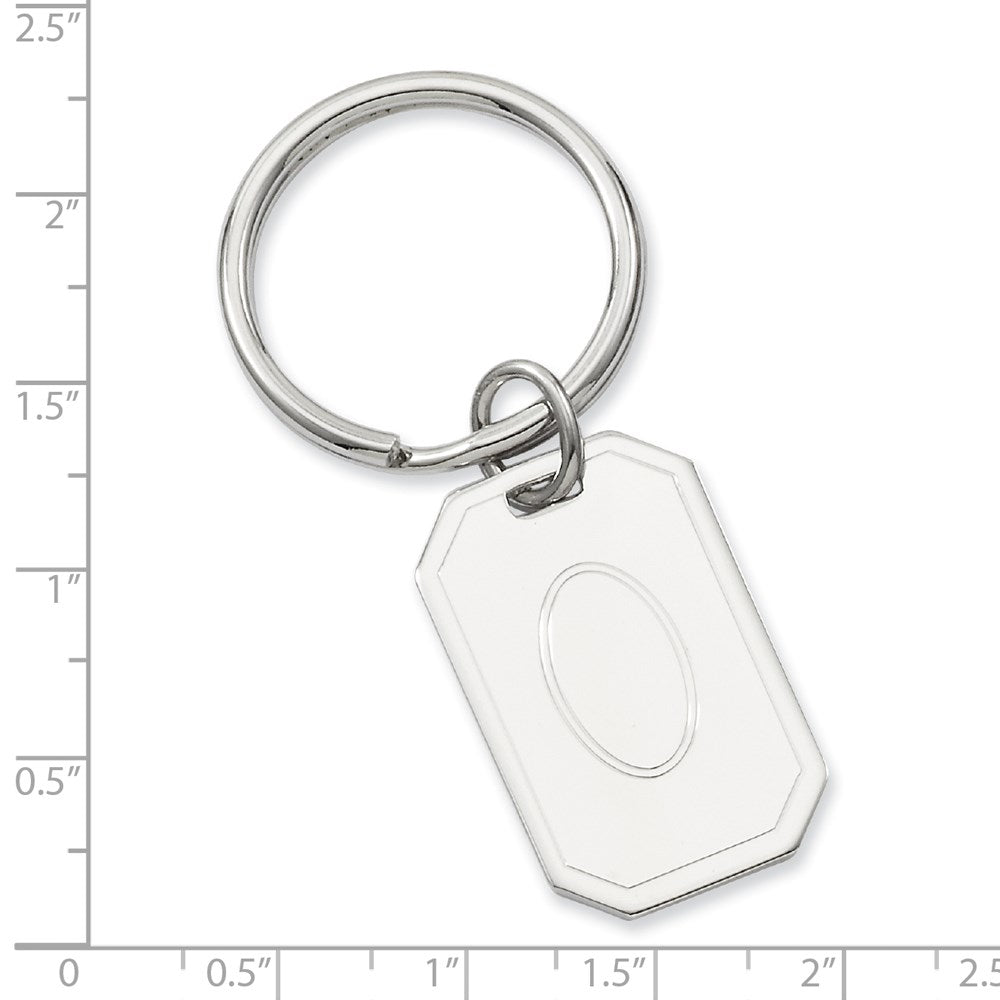 Rhodium-plated Kelly Waters with Engraveable Area Key Ring