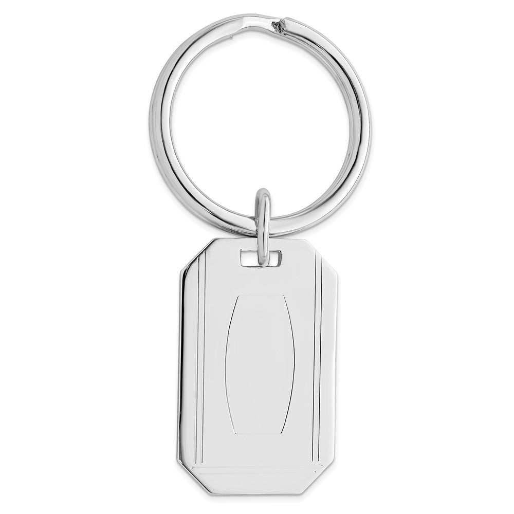 Rhodium-plated Kelly Waters with Engraveable Area Key Ring