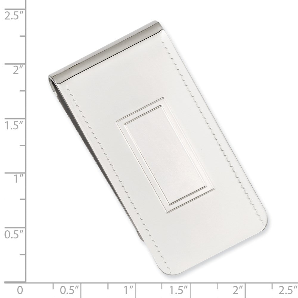 Rhodium-plated Kelly Waters with Engraveable Area Money Clip