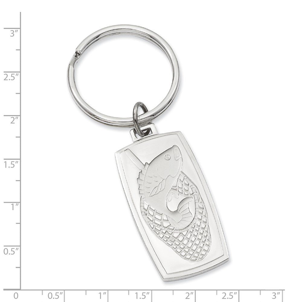 Rhodium-plated Kelly Waters Fish in Net Key Ring