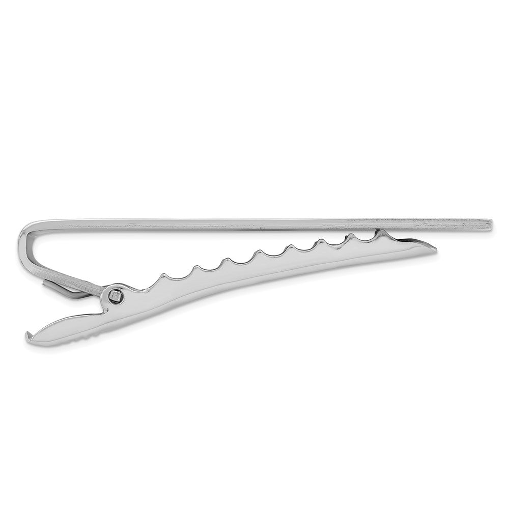 Kelly Waters Rhodium-plated .01 Ct. Diamond Polished and Satin Tie Bar