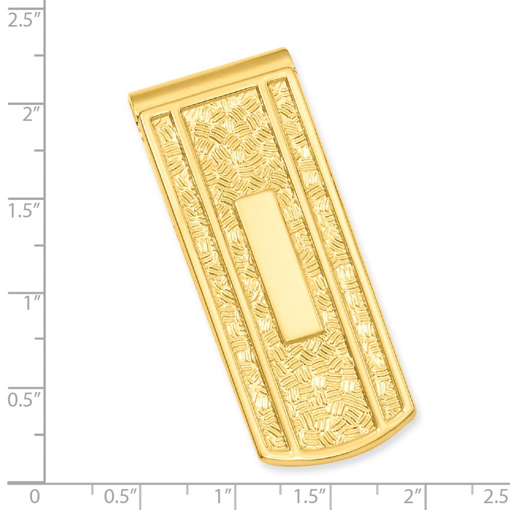 Gold-plated Kelly Waters Textured with Engraveable Area Money Clip