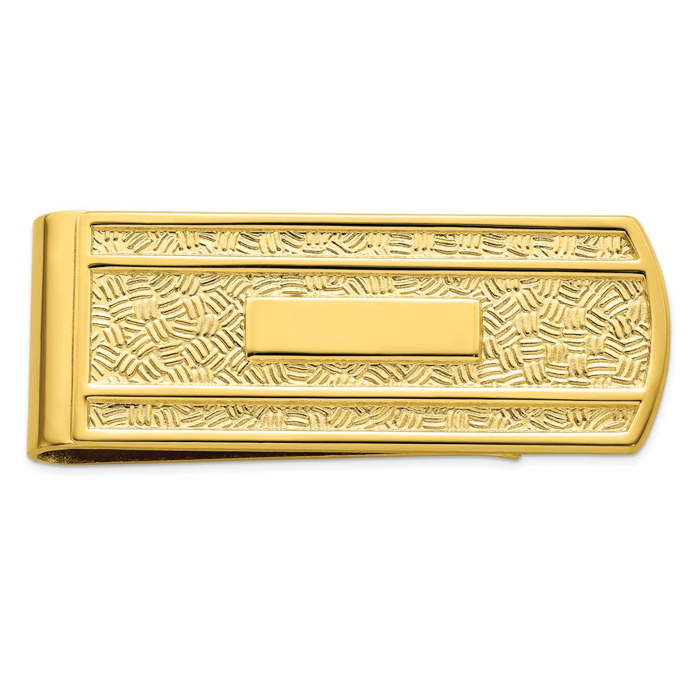 Gold-plated Kelly Waters Textured with Engraveable Area Money Clip