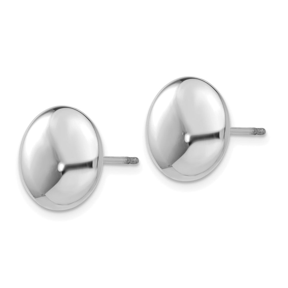 14k White Polished 12mm Button Post Earrings