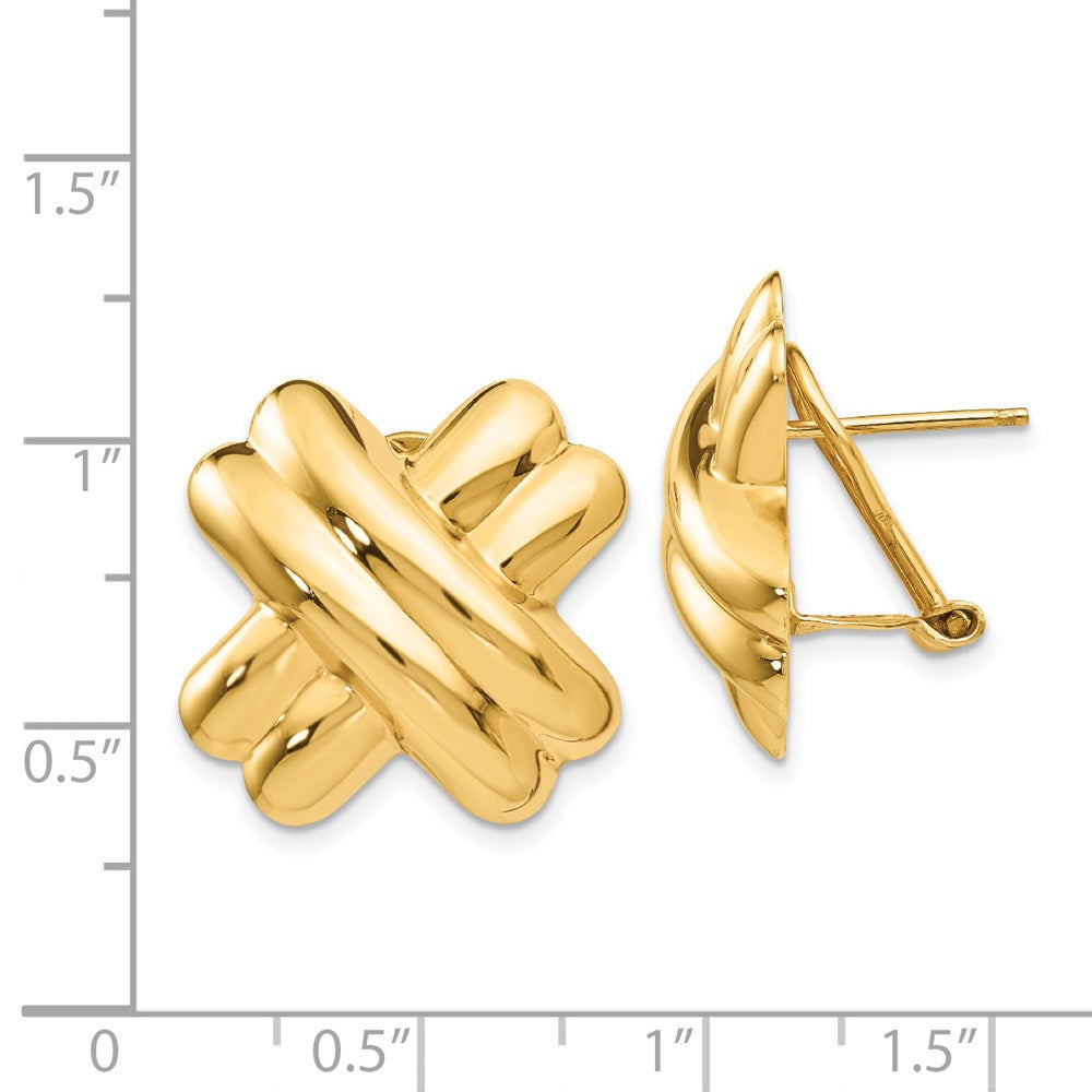 14k Polished X Omega Back Post Earrings