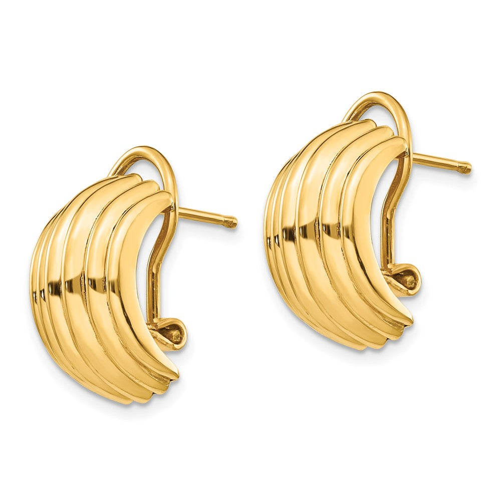 14k Polished Fancy Omega Back Post Earrings