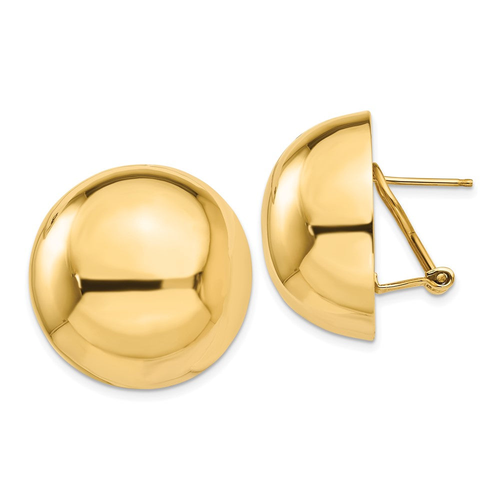 14k Omega Clip 24mm Half Ball Earrings