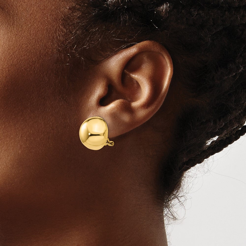 14k Omega Clip 16mm Half Ball Earrings