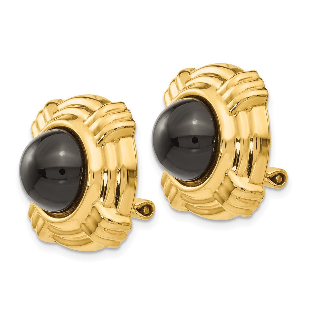 14k Omega Clip Onyx Non-pierced Earrings