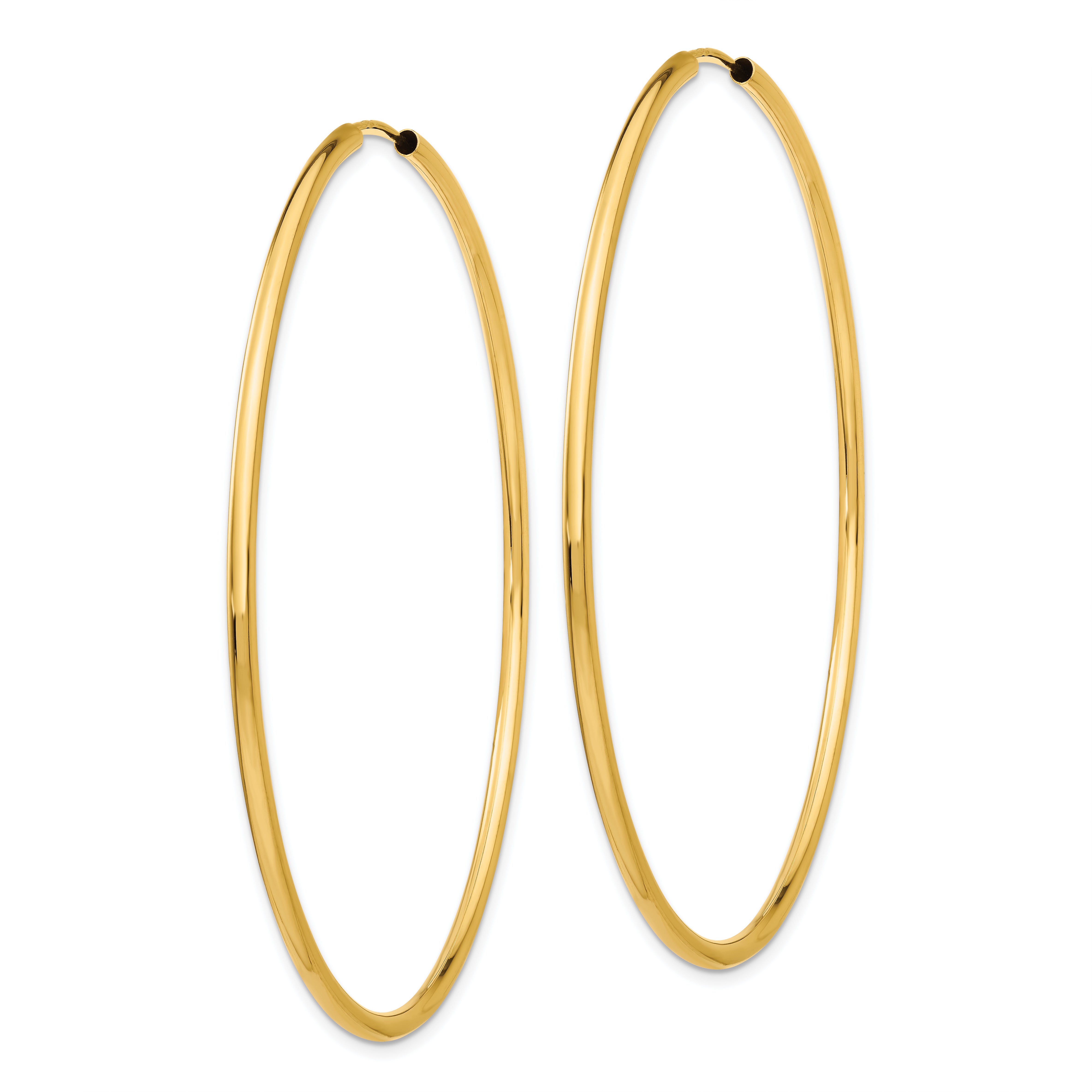 14k Polished Round Endless 2mm Hoop Earrings
