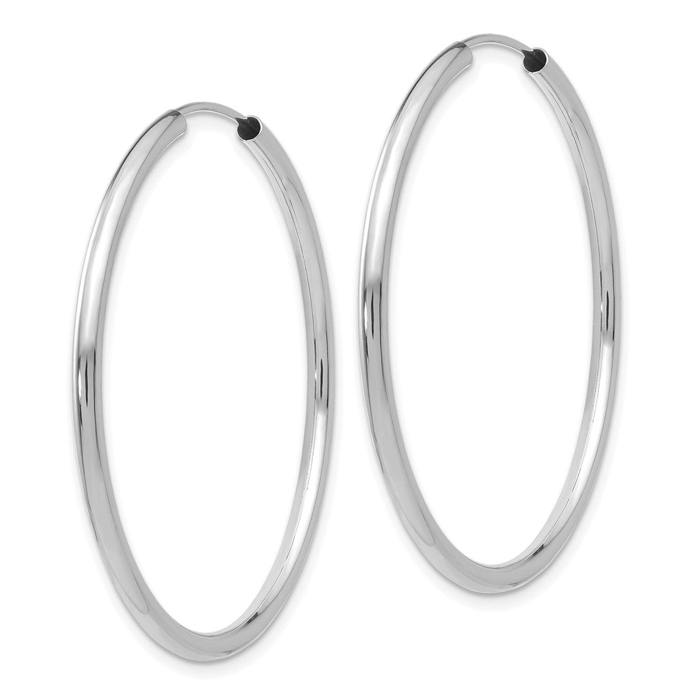 14k White Gold Polished Endless 2mm Hoop Earrings
