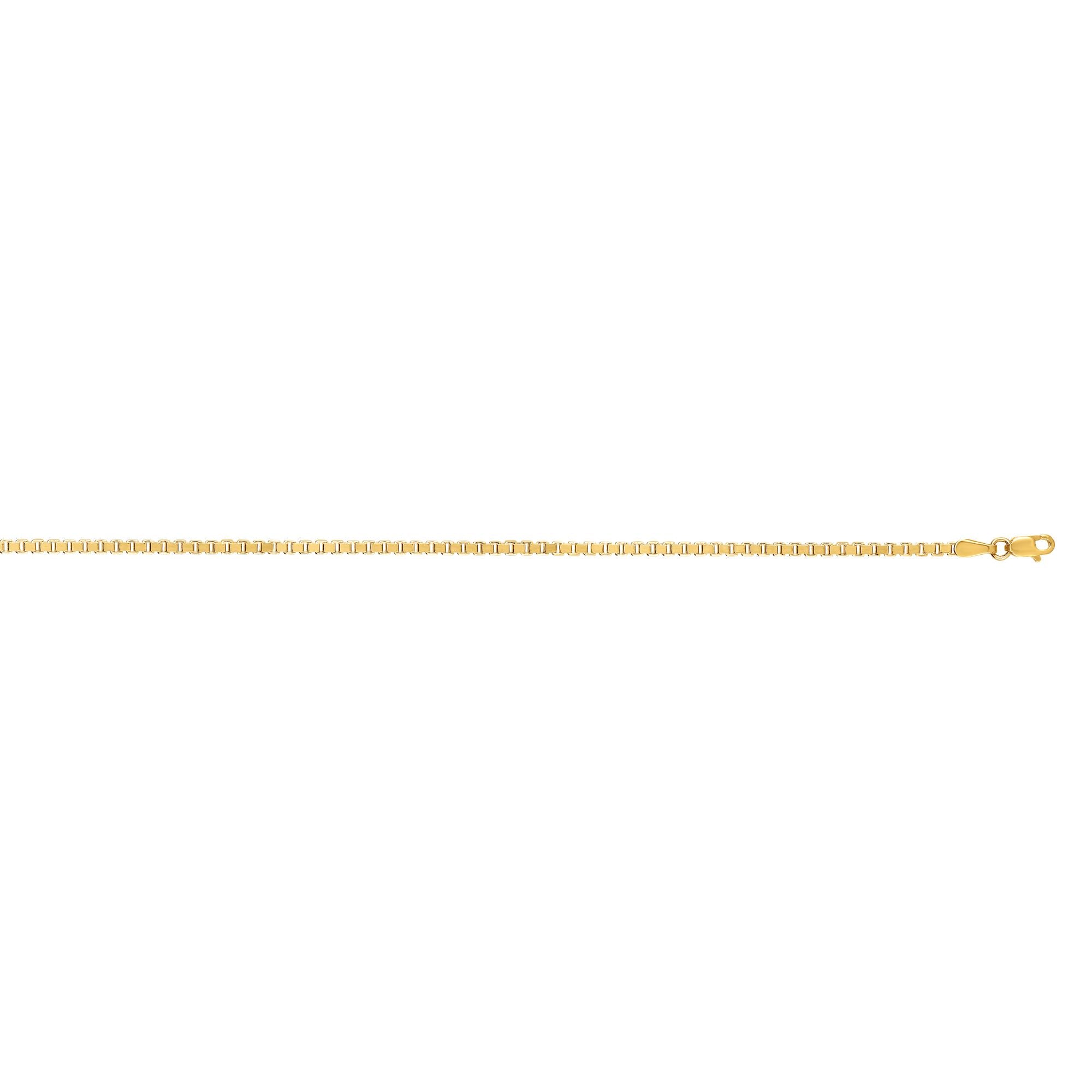 14K Yellow Gold 2.1mm Semi-Solid Box 24" Chain with Lobster Lock