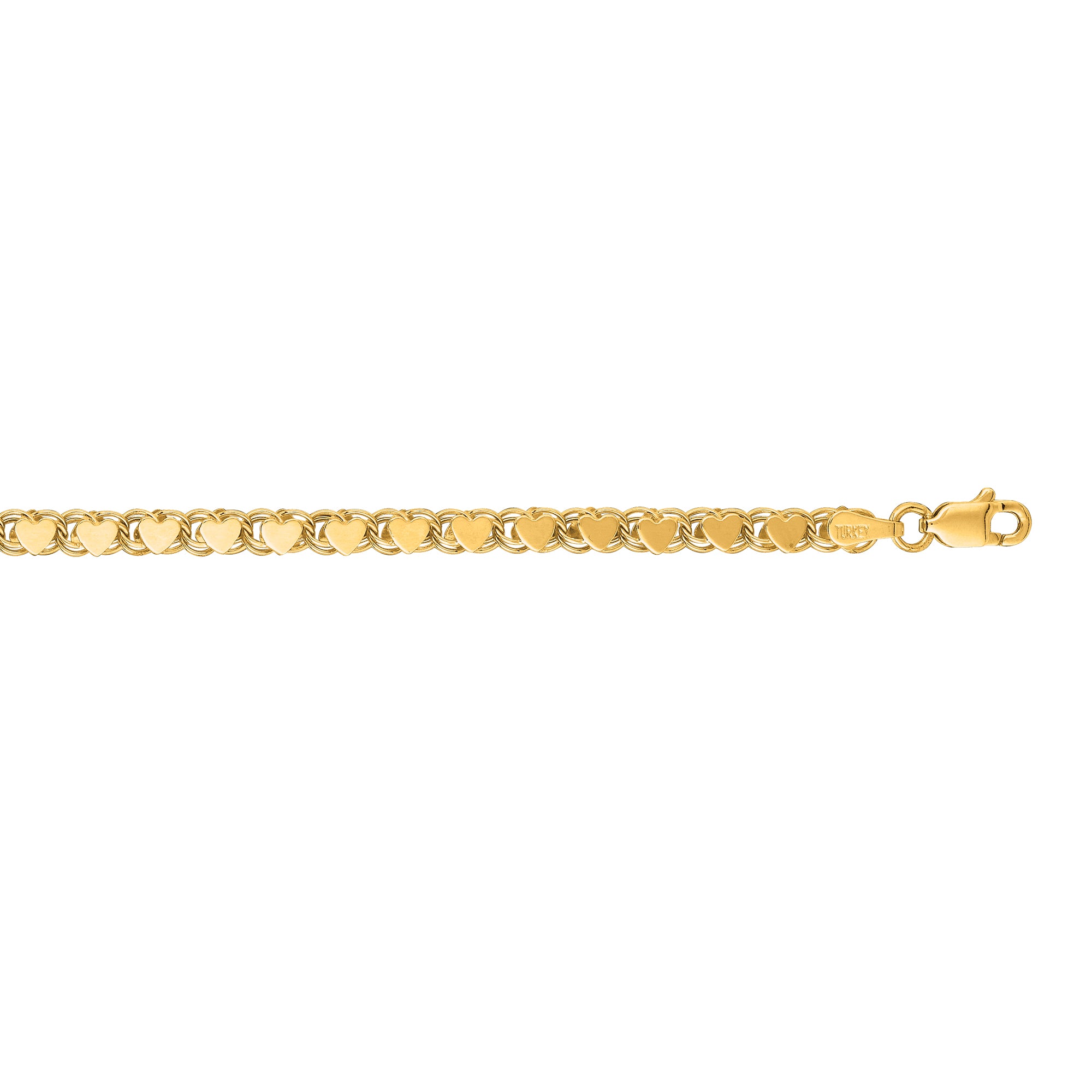 14K Yellow Gold 3.2mm Heart Chain with Lobster Lock