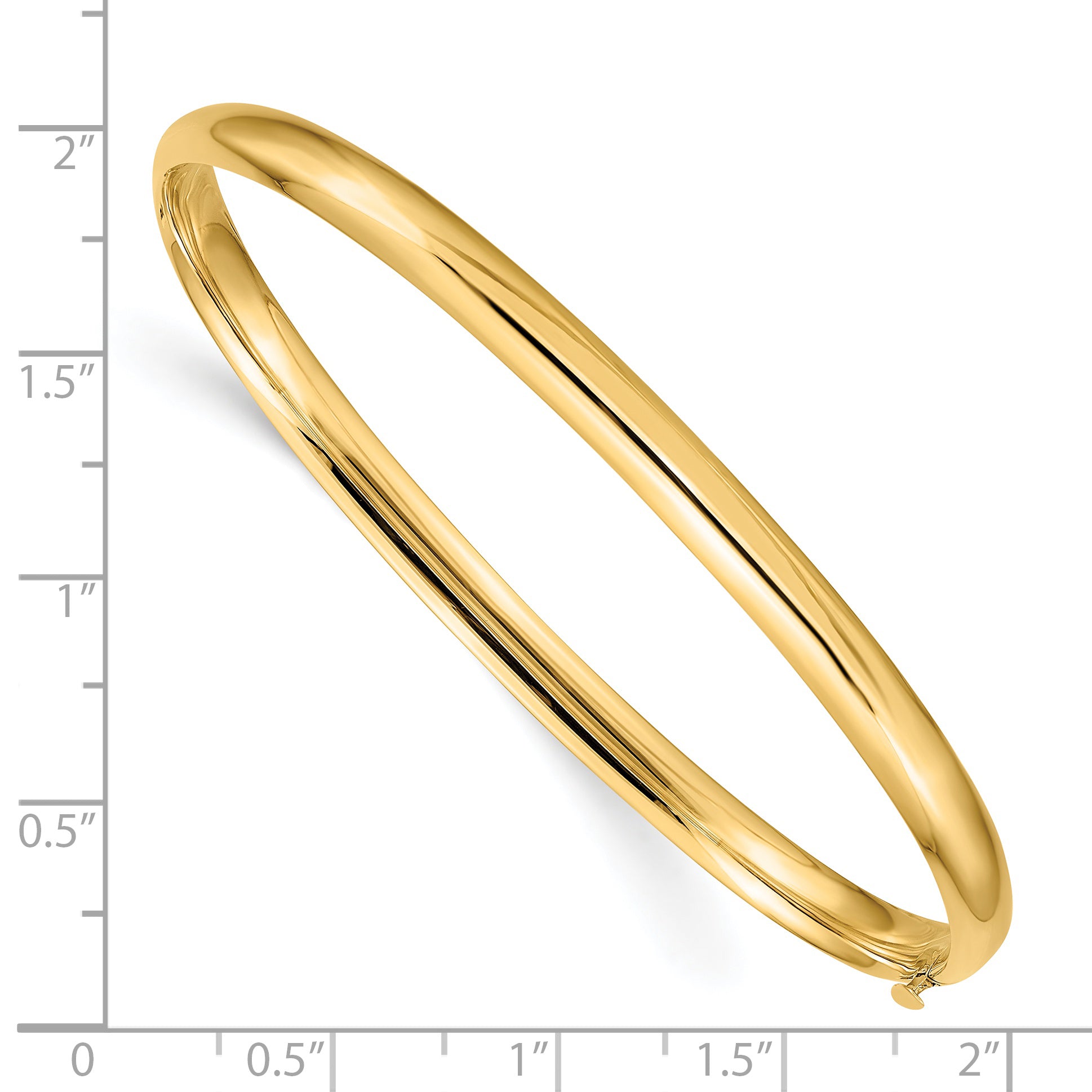 14k 3/16 High Polished 5.00mm Hinged Oval Bangle Bracelet