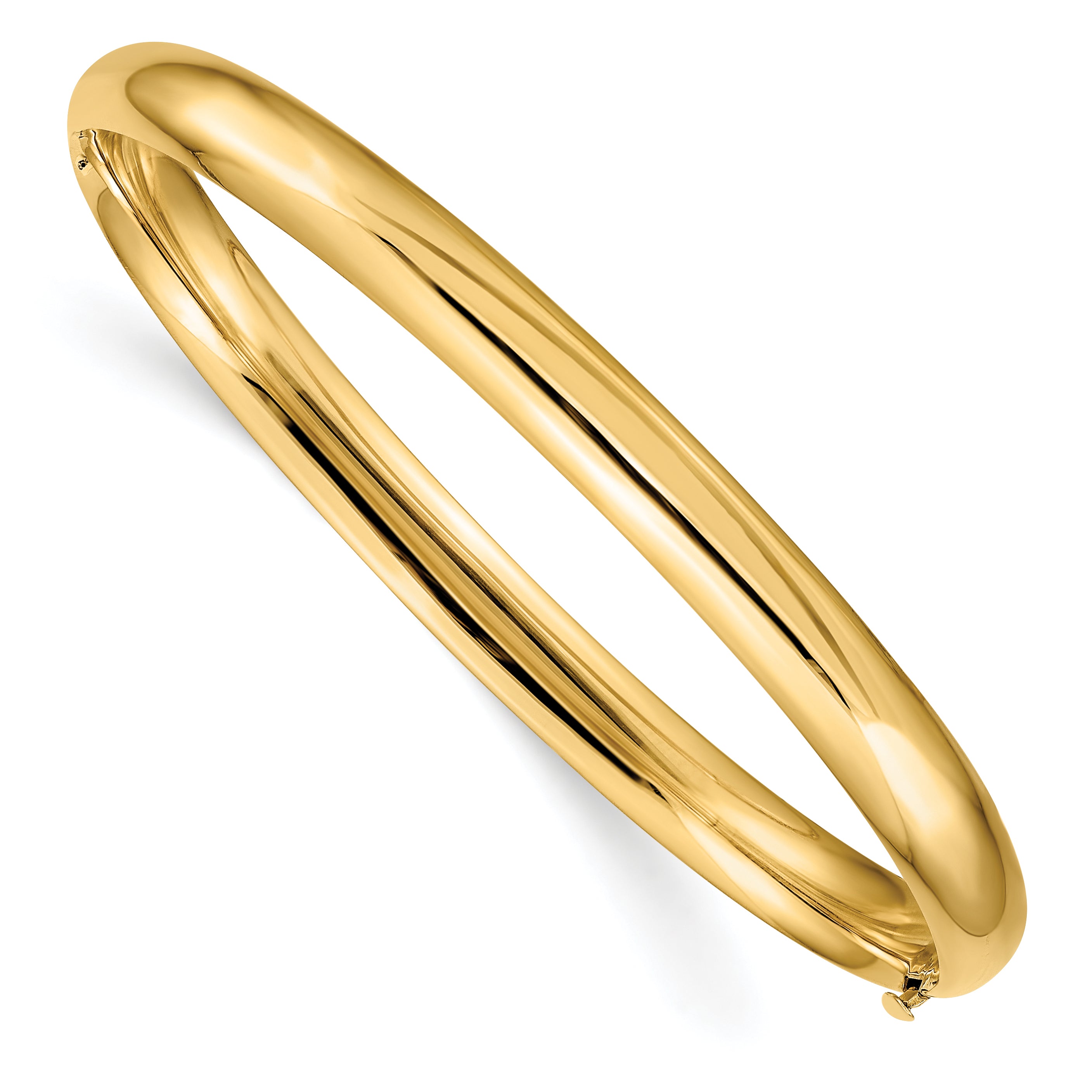 14k 4/16 Oversize High Polished 6.00mm Hinged Oval Bangle Bracelet