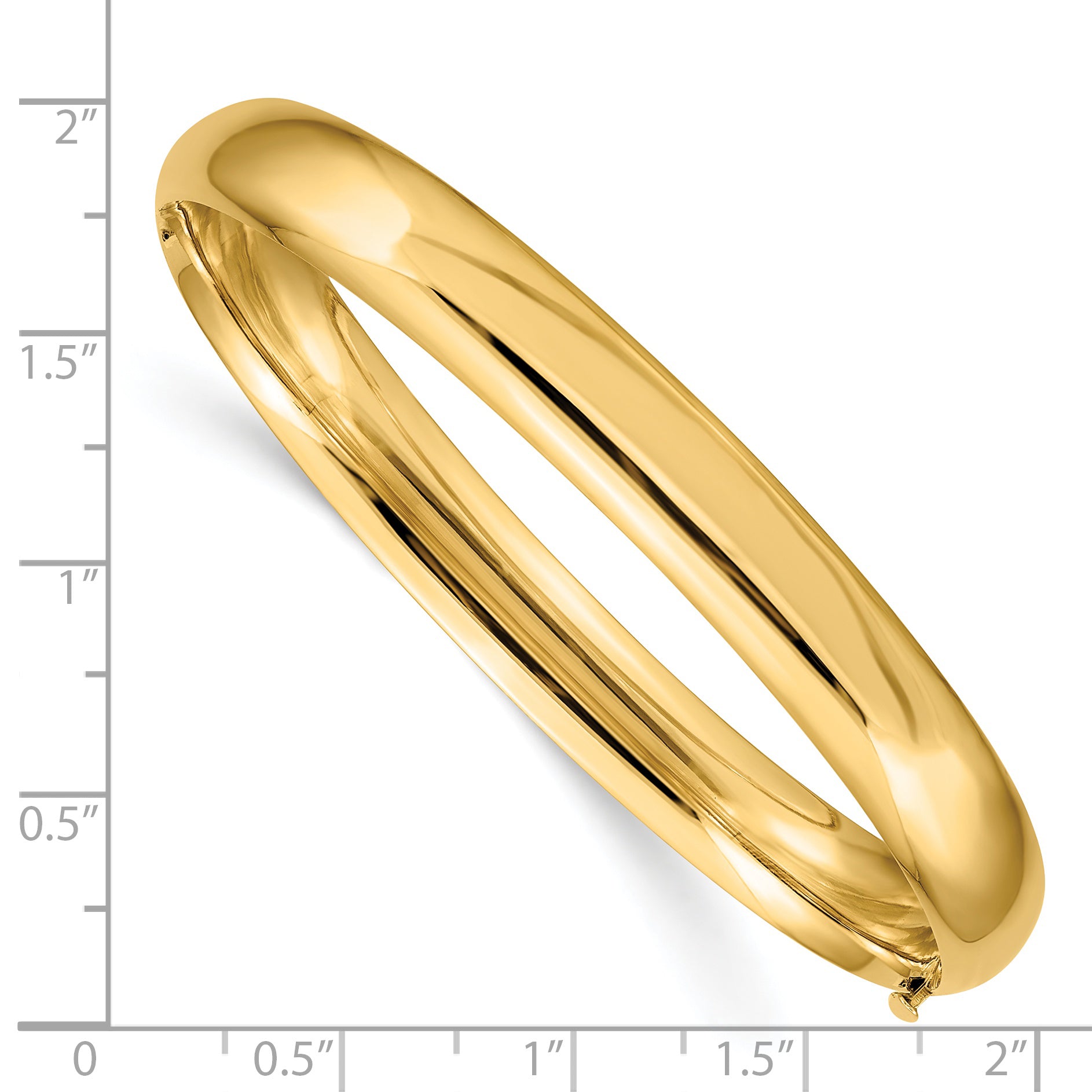 14k 5/16 Oversize High Polished 6.00mm Hinged Oval Bangle Bracelet
