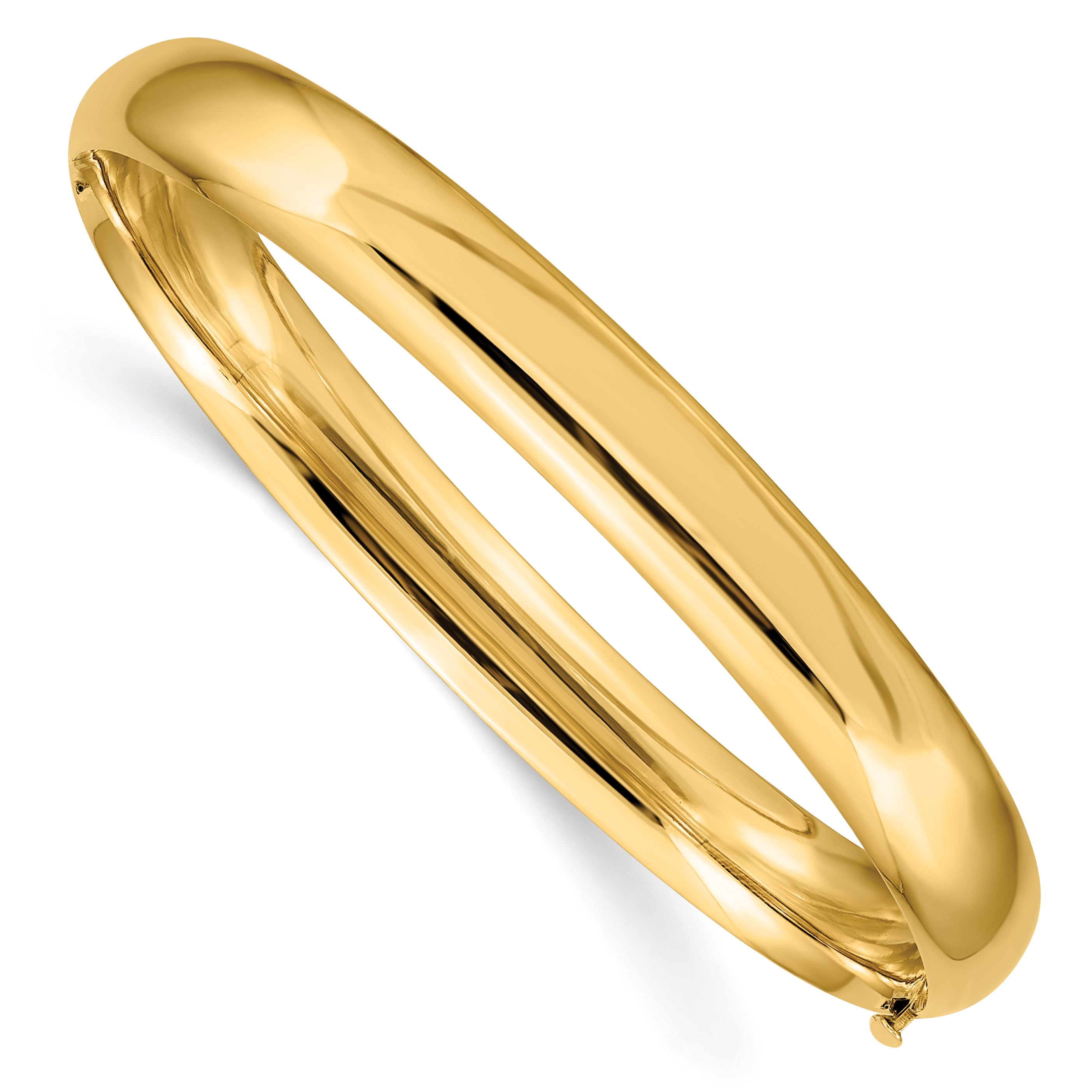 14k 5/16 High Polished 8.00mm Hinged Oval Bangle Bracelet