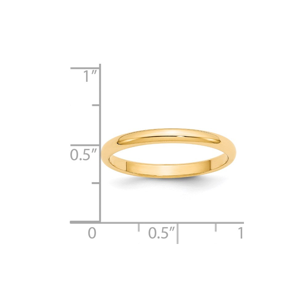 14k Yellow Gold 2.5mm Half Round Wedding Band Size 8.5