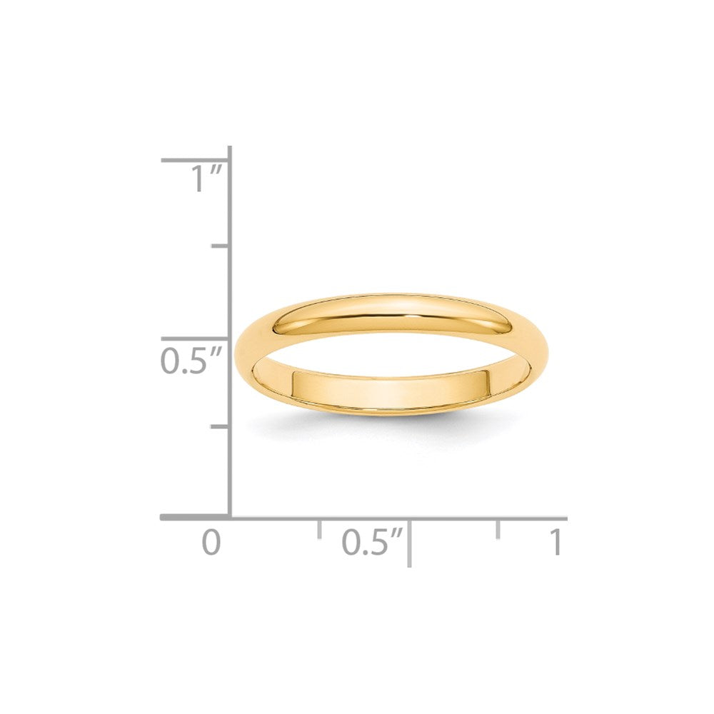 14k Yellow Gold 3mm Half-Round Wedding Band Size 5