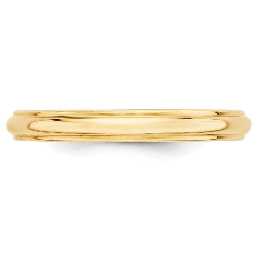 14k Yellow Gold 3mm Half Round with Edge Wedding Band Size 13.5