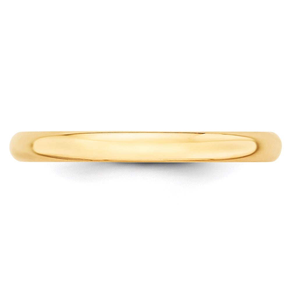14k Yellow Gold 2.5mm Lightweight Half Round Wedding Band Size 6.5