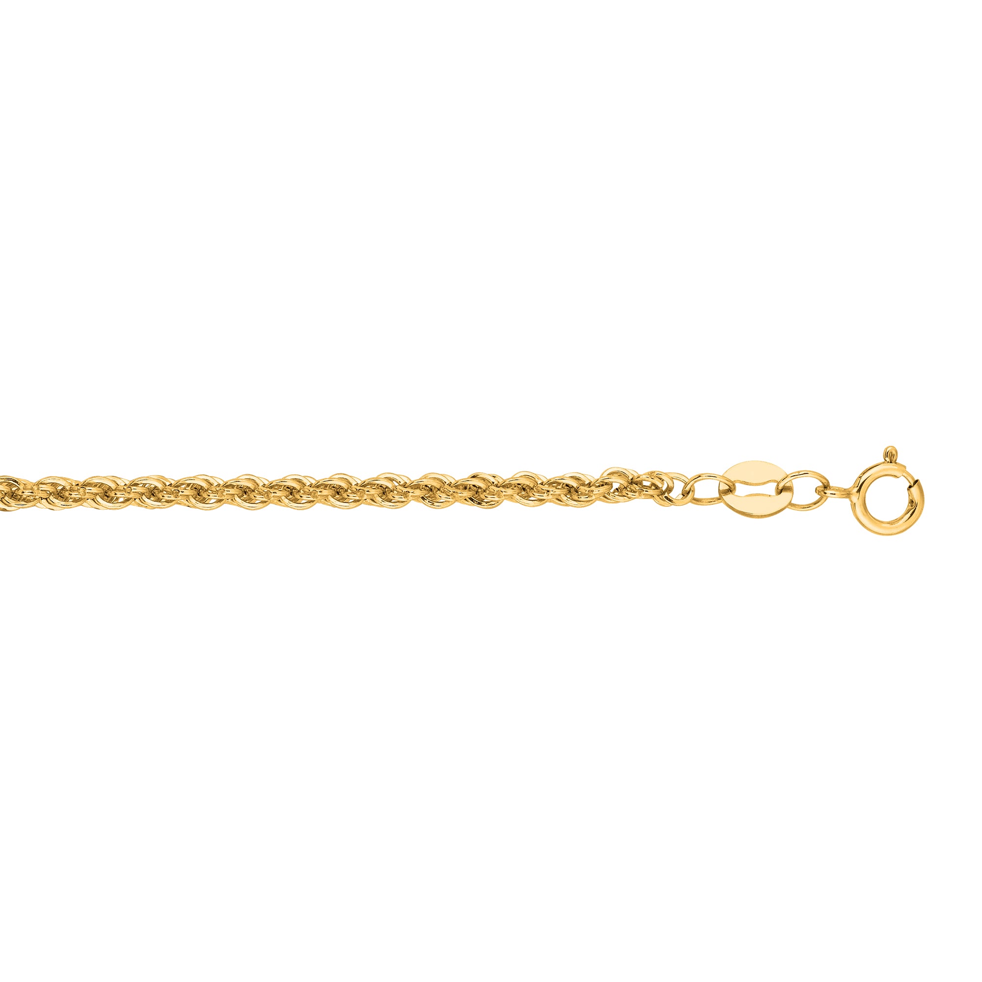 14K Yellow Gold 2mm Lite Rope 24" Chain with Lobster Lock