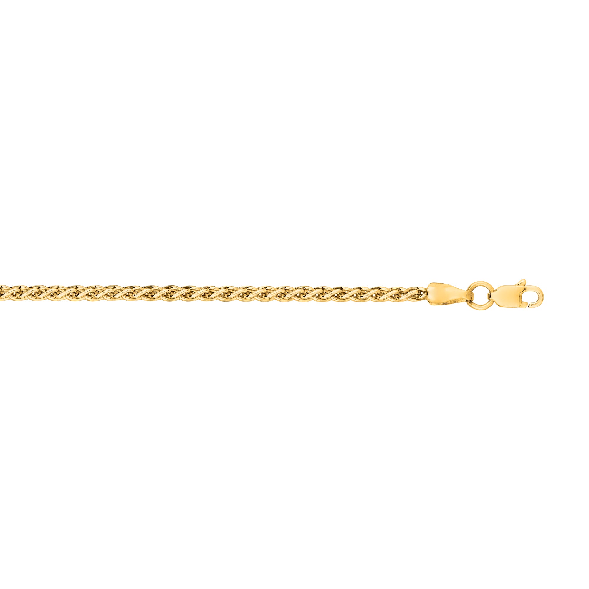 14K Yellow Gold 2.4mm Lite Round Wheat 24" Chain with Lobster Lock