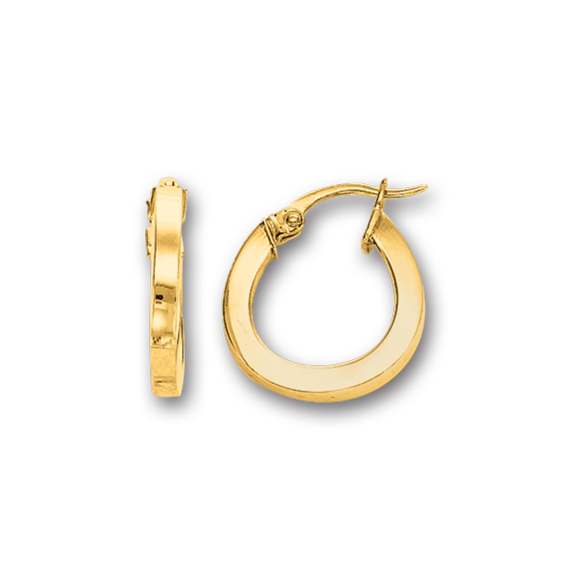 14K Yellow Gold 3X10Mm Round Hoop Earring