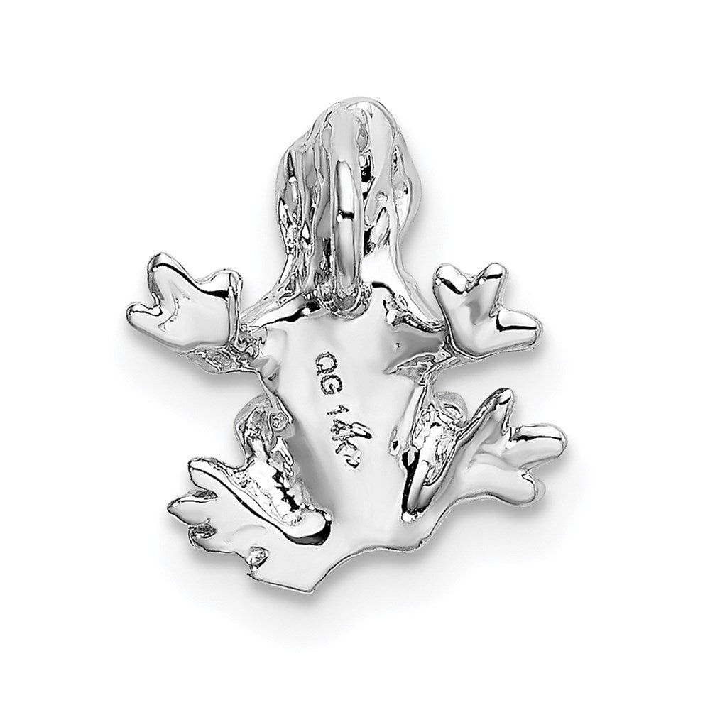 14k White Gold Solid Polished 3-D Frog Charm